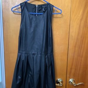 black leather skater dress